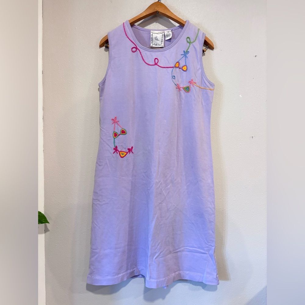 Vintage Michael Simon Lite Dress,Lavender Embroidered Colorful Bikinis